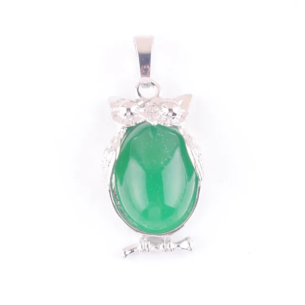 Pierre naturelle vert Jade minuscule hibou pendentifs Reiki Animal chanceux mignon breloque bijoux pour femmes homme cadeau N4660