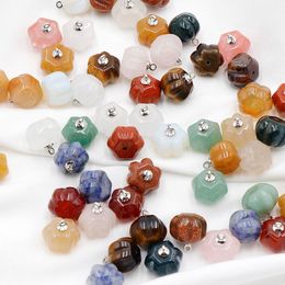Pendentif en pierre naturelle en cristal de citrouille d'halloween, breloques pour la fabrication de bijoux, artisanat, boucles d'oreilles, collier, accessoires faits à la main