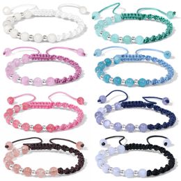 Bracelet ￠ main en pierre naturelle Couleurs de bracelet r￩glable corde Bracelets d'amiti￩ tress￩es pour femmes bijoux