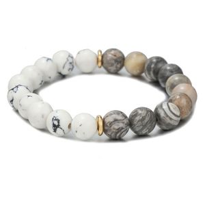 Pierre naturelle à la main brins de perles bracelets porte-bonheur Yoga plaqué or élastique bracelet bijoux pour femmes hommes Couple