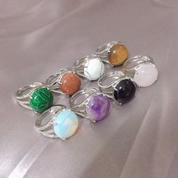 Anillos de piedra natural, ojo de tigre, turquesa, lapislázuli, cuarzo rosa, amatista, ópalo, anillo de dedo de cristal para mujer, joyería