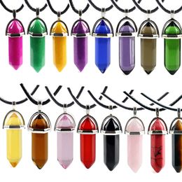 Natural Stone zeshoekige prisma ketting hanger yoga vrouwen heuphop sieraden mode wil en zand drop -schip