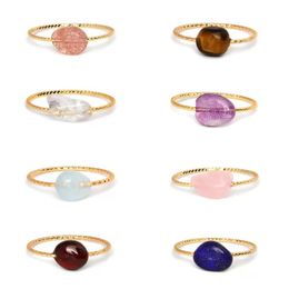 Natuursteen onregelmatige kristalring femme eenvoudige edelsteen ring voor vrouwen meisje mode handgemaakte sieraden