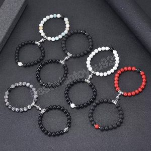 Bracelets magnétiques en pierre naturelle pour Couple bijoux de mode 8 MM perles de Yoga Bracelet d'amitié unisexe Bracelet