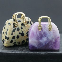 Mini sac en pierre naturelle, ornement, cristal de guérison, Reiki, améthyste, Quartz Rose, pendentif en pierre précieuse, artisanat, décoration de la maison, cadeau