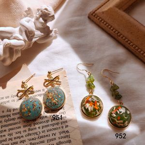 Natural Stone New Spring Style 925 Silver plaqué 14k Gold Creative Design Wizard Of Oz Boucles d'oreilles Femmes Simple et polyvalente