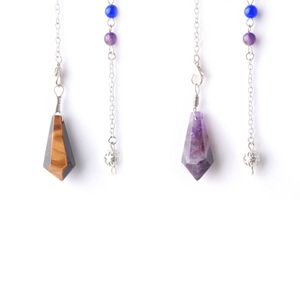 Natuursteen opaal genezing Pendulum hanger Gem 7 Chakra voor waarzeggerij Crysta Spirituele zeshoek Quartzl ketting sieraden BO949