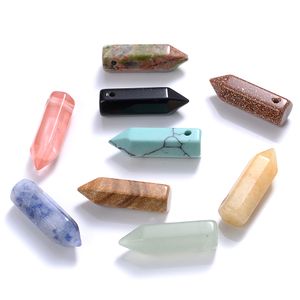 Naturstein-Anhänger-Charms, Perlen, Jade, Achat, Türkis, Kristallperlen für die Schmuckherstellung, Halsketten-Anhänger, 20 x 6 mm