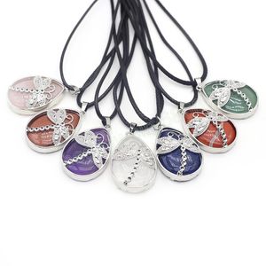 Natuursteen hanger ketting opaal rozenkwarts amethist vlinder touw kettingen helende kristallen stenen ketting voor vrouwen sieraden