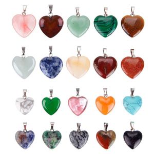 Natuursteen hangers hartvormige hanger ketting voor doe-het-zelf sieraden ketting verjaardagscadeau