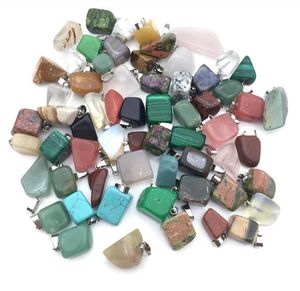 Pendentifs en pierre naturelle, Jade irrégulier, pendentif à breloques, collier, pierre d'agate, Quartz opale, bijoux, vente en gros