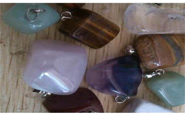 Colgantes de piedra natural, lote completo 7352, mezcla nueva, ojo de gato, cuarzo rosa, cristal, ágata roja, collares en forma, joyería genuina 7973831