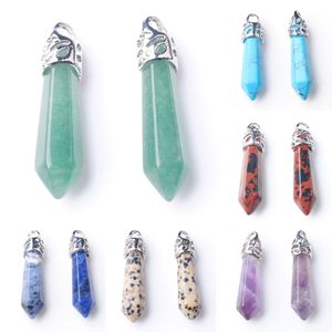 Natuursteen Quartz Crystal Aquamarijn Legering Hanger voor DIY Sieraden Maken Ketting Accessories12pair BZ900