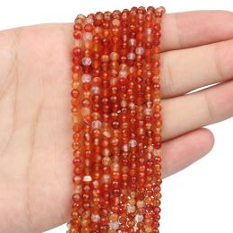 Perles de cartones rouges en pierre naturelle 2 3 Agates à facettes de 4 mm petites graines de taille perles rondes pour les bijoux faisant des bracelettes de bricolage Collier