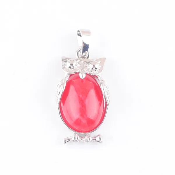 Pendentifs en pierre naturelle de Jade rouge, petit hibou, Reiki, Animal porte-bonheur, mignon, bijoux à breloques pour femmes et hommes, cadeau N4663