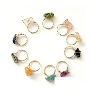 Anillos de piedra natural para mujer, anillo de declaración ajustable, joyería de Navidad para Halloween, regalo de fiesta, entrega directa Oth5D