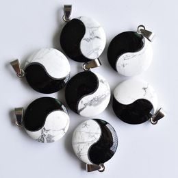 natuursteen tai chi yin yang charms zwarte onyx witte turquoise hangers voor ketting sieraden maken