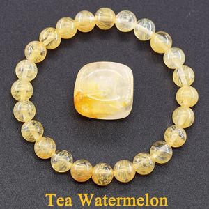 Perles de pastèque de thé en pierre naturelle Bracelets pour femmes hommes Crystal Agate Agate Gemstone Bijoux d'anniversaire 240423