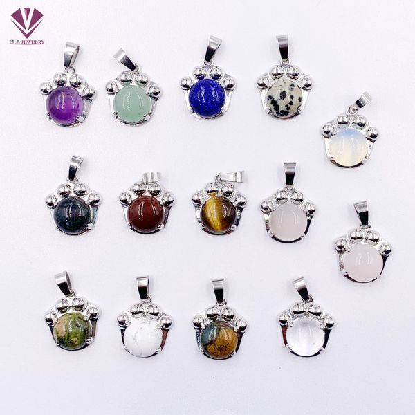 Costilización de cobre de piedra natural de siete chakras, colgante de collar de cristal terapéutico de mujeres, joyas espirituales y collar de palma de gato que atrae riqueza