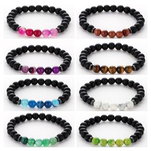 Pierre naturelle oeil de tigre Howlite 8mm noir mat Agate perles Bracelet bracelets femmes hommes Bracelets pour femme bijoux de Yoga