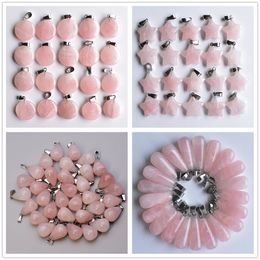 Colgantes curativos de cuarzo rosa con estrella de gota de agua de piedra Natural, collar DIY, fabricación de accesorios de joyería