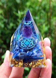 Pierres naturelles Crystal Orgonite Pyramide Amethyst Peridot Générateur d'énergie Reiki Chakra Lucky Healing Meditation Tool Home Decor 226370489
