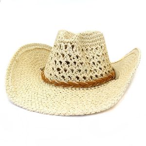 Chapeau de Cowboy Western en paille naturelle pour femmes hommes 10 CM grand bord été plage chapeau de soleil Sombreros de hombre