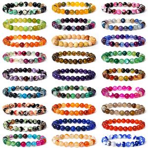 Bracelets en pierre d'agate à rayures naturelles pour femmes, à la mode, en jaspe, Quartz, perles d'équilibre énergétique, bijoux de Yoga Reiki pour hommes