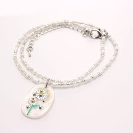 Collier avec pendentifs de fleurs de Style naturel, style bohémien, petites perles de verre, bijoux pour enfants filles