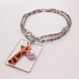 Collier pendentif girafe de style naturel filles enfant en bas âge petit collier de perles de verre bijoux faits à la main