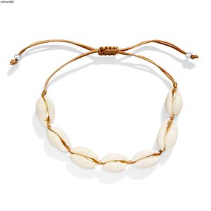 Pulsera de playa hecha a mano de concha blanca de estilo natural ajustable más vendida