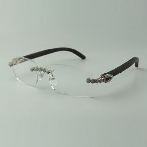 Lunettes de soleil naturelles monture de lunettes en bois noir 35012 avec bouquet de diamants de luxe pour taille unisexe: 56-36 - 135mm BZHY