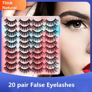 20 Paar Natuurlijke dikke wimpers Dramatische donzige wispy piekerige volledige strip Lashes Extension herbruikbare zachte lange wimpers