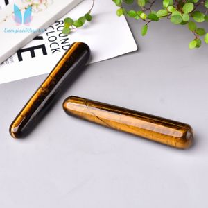 Natural Tigers Eye Cuarzo Curación Cristal Masaje Reiki Varita Meditación Stick