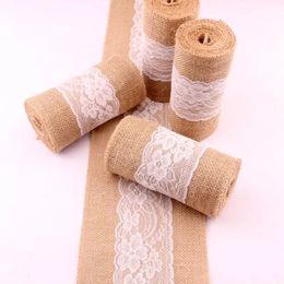 Natuurlijke Vintage Jute Linnen Hessische Jute Tafelkleed Runner Country Event Bruiloft Decoratie Party Decor Supplies