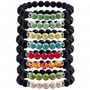 Bracelet en pierre volcanique naturelle pour femmes hommes bijoux à breloques diffuseur d'huile essentielle 7 Chakras Bracelets Bracelet cadeau d'anniversaire