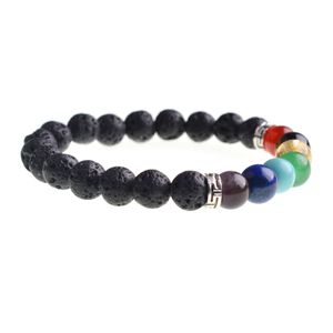 Natuurlijke vulkanische stenen armband zeven kleuren mannen en vrouwen mode populaire essentiële olie diffusie hand sieraden