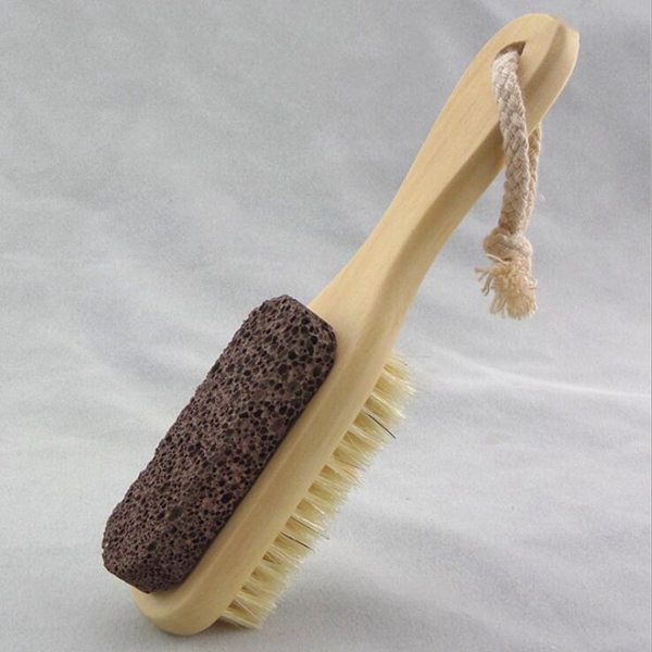 Brosse à poils en pierre volcanique naturelle Brosse en pierre volcanique double face Bain de pieds et bain de pieds Brosse exfoliante