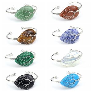 Natuurlijk water druppel edelsteen manchet armband voor vrouwen meisjes handgemaakte zeer draad geweven lift van boomgenezing chakra kristal vriendschap bangle charmes sieraden