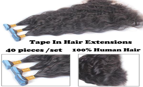 Ruban de cheveux humain à vague naturelle dans les extensions de poils