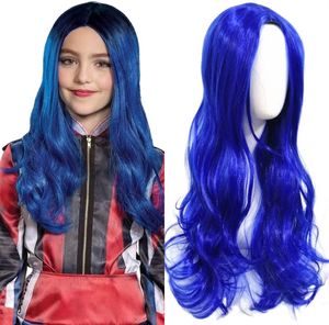 Natural Wave Synthetic Wigs Movie Cosplay Characon Mid-Longle Blue Wig