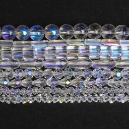 Natuurlijke witte kristallen kralen AB Kleur Water Druppel Kubus Ronde rechthoek Vorm Facetted glazen kralen voor sieraden maken Accessoires maken