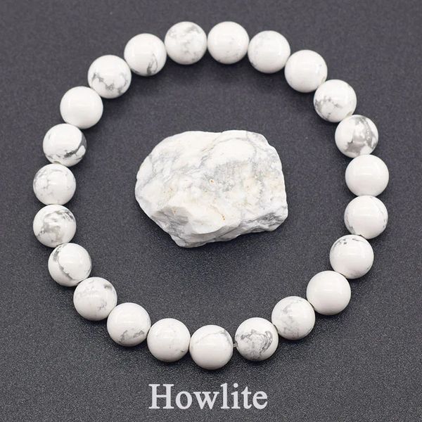 Blanc Natural Hurlite Real Stone Beads Bracelets For Women Men Men Energy Yoga Meditation Stretch Bracelet Bijoux Pulsera Wholesale 240423