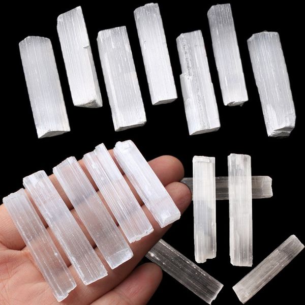 Natural White Reiki Reiki Mineral Muestra curativa Ventita de cristal Diy Joya Posting Hacer piedra Selenite Gypsum Sticks