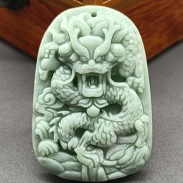 Collier pendentif Dragon en Jade blanc naturel, bijoux amulette sculptée