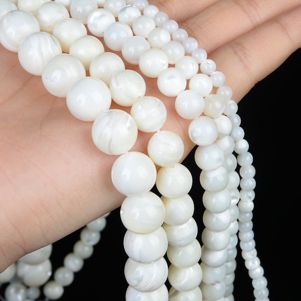 Perles de perle de coquille de trochus blanc nilotique naturel