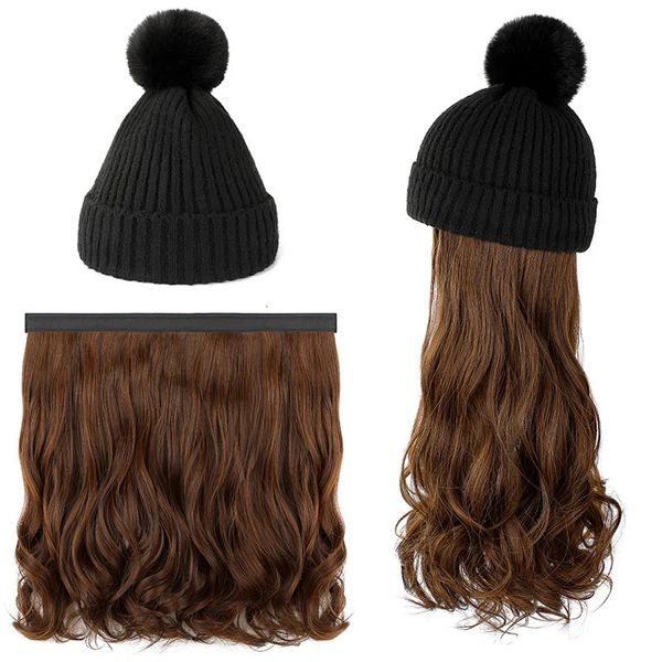 Wigs Natural Femme Femmes Long Curly Wigs Automne Bons de perruque détachable Automne Fashion Casual Woolen Wig Bonnets Wig Bonnet 231221