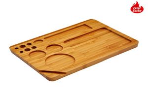 Natuurlijk hout Bamboehout Tabaksrolbak Pak Papierrol Stash Board Houdt Sigaretten Blunts Kruidenmolen Metalen Pijp Rollen Pap7337351