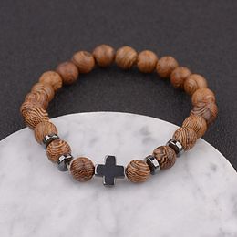 Bracelets croisés en perles de bois naturel, perles de prière, bijoux de Yoga pour femmes