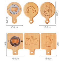 Natuurlijke houten beukbieropener magnetische flesopener koelkast magneet drink fles opening keuken bar gereedschap koelkast decor decor